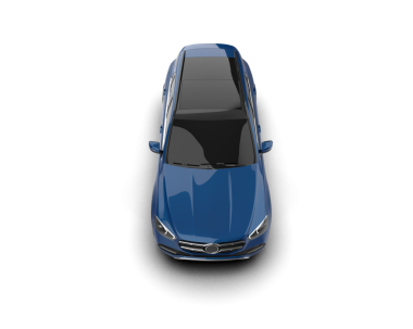 Beyaz arka planda izole edilmiş gerçekçi bir araba. 3d illüstrasyon