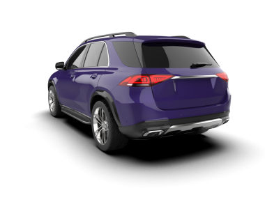 Beyaz arka planda modern bir araba. 3d oluşturma.