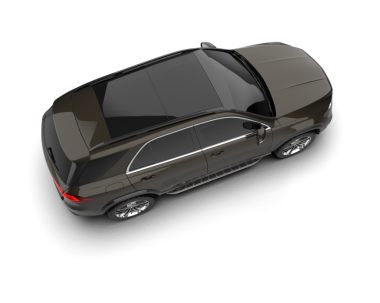 Siyah araba yan görünümü beyaz arkaplanda izole edildi