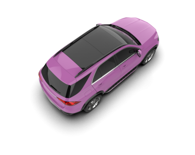 Pembe araba beyaz arka planda izole edilmiş. 3d illüstrasyon.