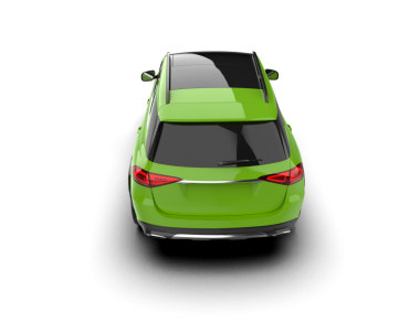 beyaz arkaplanda yeşil araba.