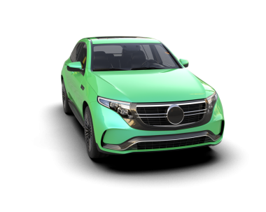 Beyaz arka plan üzerinde izole yeşil modern araba