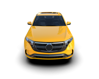 Beyaz arka planda izole edilmiş lüks sarı araba.