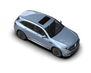 Stüdyo ortamında markasız bir SUV 'un 3 boyutlu çizimi