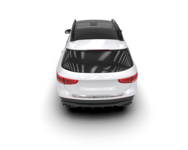 Beyaz arka planda izole edilmiş beyaz modern araba