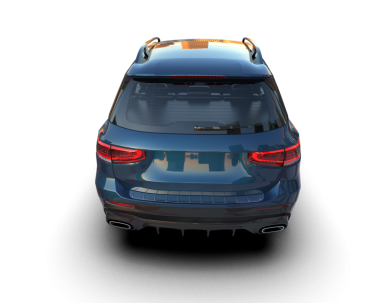 Modern araba arka planda izole edilmiş. 3D görüntüleme - illüstrasyon