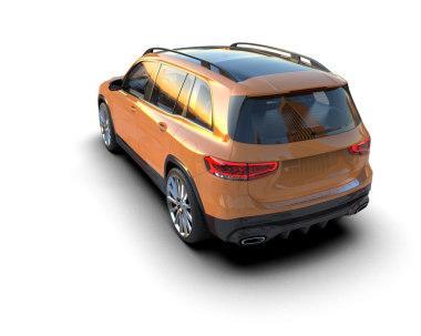 Modern lüks SUV siyah arka planda yansımayla izole edilmiş. 3d oluşturma