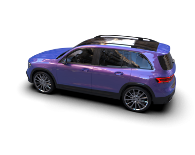 Beyaz stüdyo ortamında izole edilmiş 3 boyutlu markasız bir araba.