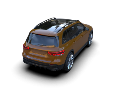 modern SUV arabası siyah arkaplanda izole edildi. 3 boyutlu resimleme