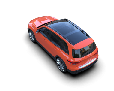 Siyah arka planda gölgeli 3 boyutlu bir araba.