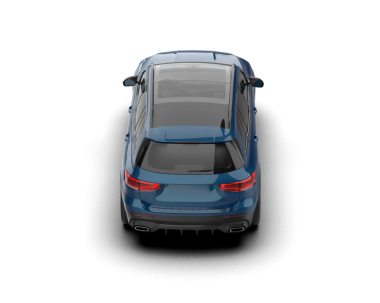 Arka planda mavi lüks bir araba var. 3d oluşturma