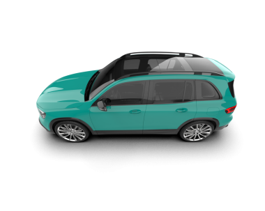 Beyaz arka planda bir araba. 3d oluşturma.