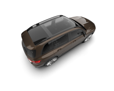 Koyu renk bir arazi aracının 3 boyutlu görüntüsü.