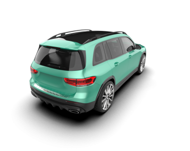 Modern araba arka planda izole edilmiş. 3D görüntüleme - illüstrasyon