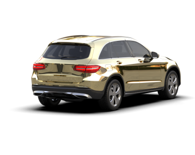 Beyaz arka planı olan modern bir araba. 3 boyutlu.