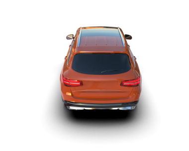 Beyaz stüdyo arka planında 3 boyutlu bir araba görüntüsü