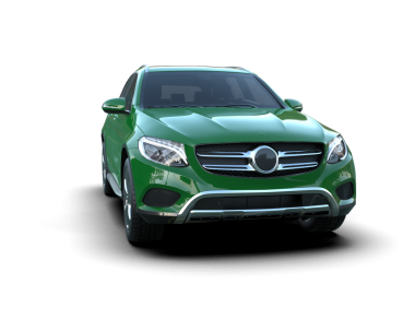 Modern yeşil arka planı olan bir araba. 3 Boyutlu Hazırlama