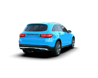 mavi araba beyaz arkaplanda izole edildi.