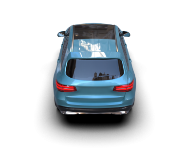 Siyah arka planda mavi bir cip. 3d oluşturma