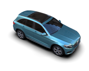 Gri arkaplanda mavi bir sedan çizimi