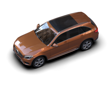 Gri arka planda bir arabanın 3 boyutlu resmi