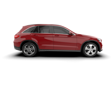 Beyaz arkaplanda kırmızı SUV arabası