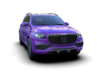 mor lüks araba siyah arka planda izole edilmiş, yansımalı.