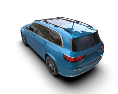 Boş etiketli bir araba. Siyah arka planda izole edilmiş. 3d oluşturma.