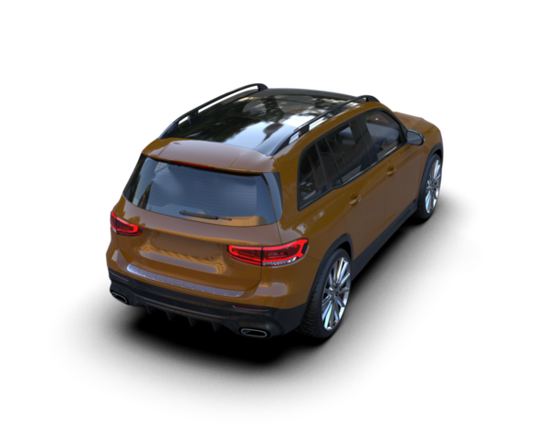 modern SUV arabası siyah arkaplanda izole edildi. 3 boyutlu resimleme