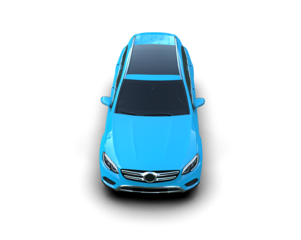 Mavi araba. Beyaz arkaplanda izole edilmiş 3 d illüstrasyon