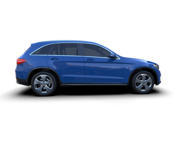 mavi premium SUV arabası beyaz renkte izole edildi