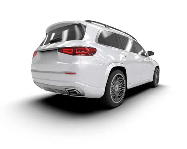 Modern aileye sahip lüks SUV beyaz arka planda izole edilmiş. - Resim.