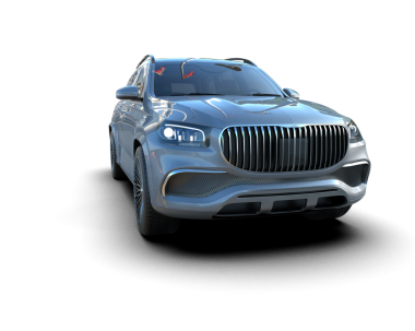 Arka planda lüks bir araba var. 3d oluşturma