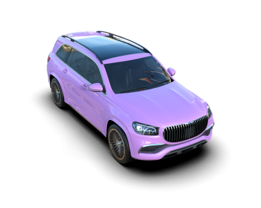 Pembe lüks araba. 3 boyutlu görüntüleme. 3d oluşturma