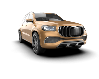 Arka planda lüks bir araba var. 3D görüntüleme - illüstrasyon