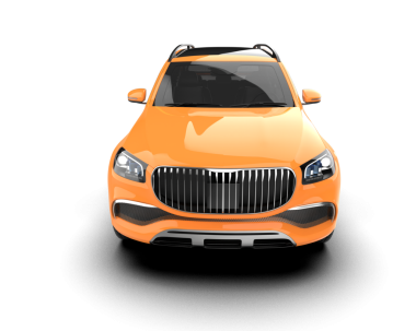 Modern araba arka planda izole edilmiş. 3D görüntüleme - illüstrasyon