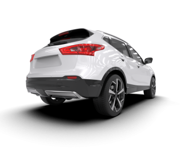 Beyaz arka planda modern bir araba. 3d oluşturma