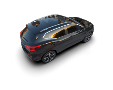 Siyah arka planda modern bir araba. 3d illüstrasyon