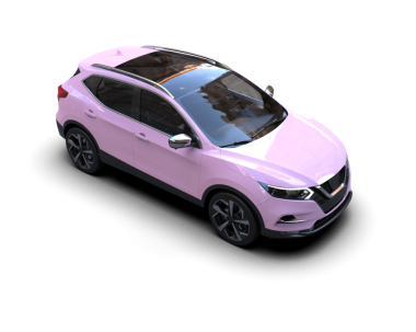 Beyaz arkaplandaki bir arabanın 3 boyutlu görüntüsü