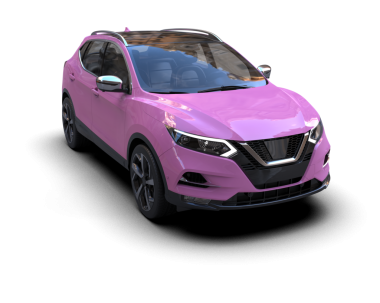 Siyah arka planı olan pembe lüks araba. 3 boyutlu.