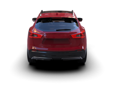 Beyaz arka planda gölgeli modern kırmızı lüks araba. 3d illüstrasyon