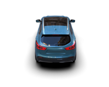 mavi araba beyaz arka planda izole edildi.