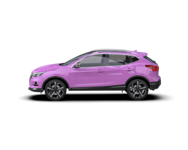 Araba pembe renkte. Beyaz bir arka planda ön manzara. 3d oluşturma