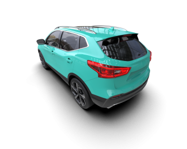 Modern SUV arabası siyah arka planda izole edilmiş. 3d oluşturma