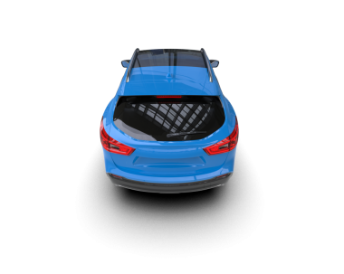 Modern mavi araba beyaz arka planda izole edilmiş. 3d oluşturma