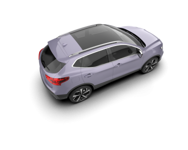 Stüdyo ortamında beyaz arka planda izole edilmiş markasız bir SUV 'un 3 boyutlu görüntüsü.