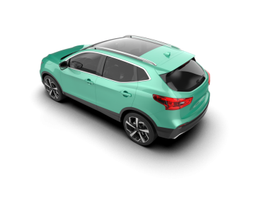 Beyaz stüdyo arka planında izole edilmiş 3 boyutlu markasız bir SUV.