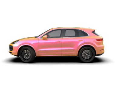 Siyah arka planda pembe araba, 3 boyutlu resim.