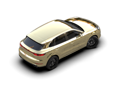 Arka planda lüks bir araba var. 3D görüntüleme - illüstrasyon