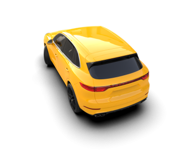 Beyaz arka planda izole edilmiş sarı lüks modern araba.